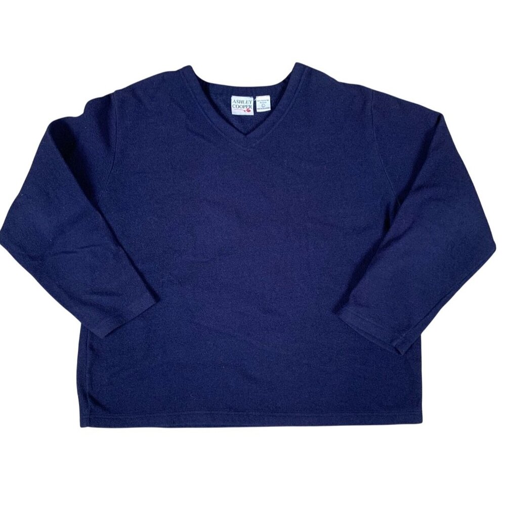 Ashley Cooper Womens Dark Blue V-Neck Oversized Sweatshirt Size Large